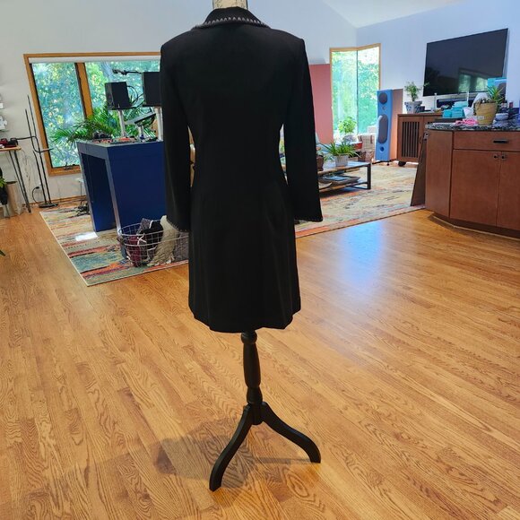 NANETTE LEPORE Duster Dress Suit Black with Gray Crochet Trim - Picture 4 of 16